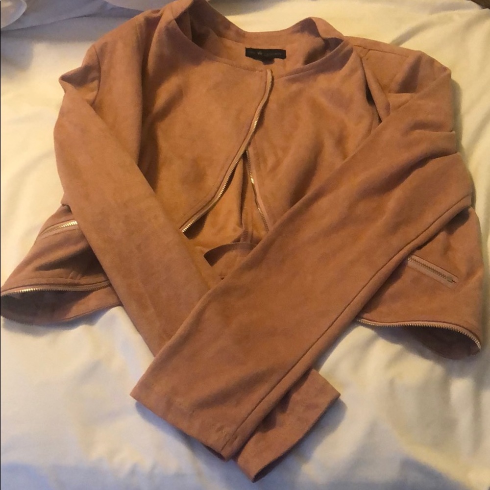 Long sleeve suede pink jacket